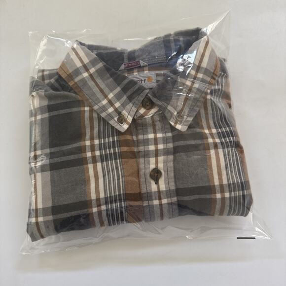 Vintage Carhartt Relaxed Fit Short Sleeve Plaid Shirt Size Large Workwear Skater - Picture 8 of 8